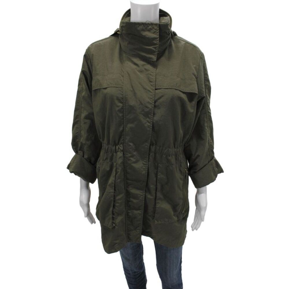 Venezia-Milano Womens Anorak Jacket Green Nylon Zip Military Size M